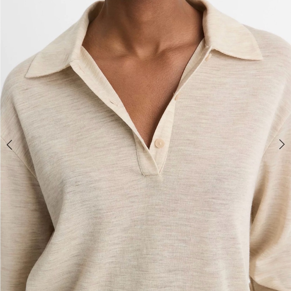 Vince Wool Relaxed Long-Sleeve Polo Shirt